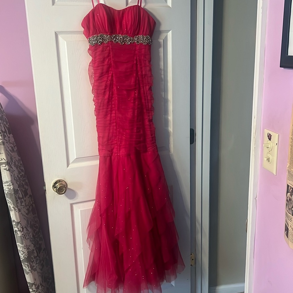 Hot pink sparkly prom dress